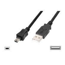 Ak-300108-018-S Usb 2.0 Bağlantı Kablosu, Usb A Erkek - Usb Mini B (5 Pin) Erkek, 1.80 Metre, Awg 28, Usb 2.0 Uyumlu, Ul, Siyah Renk  - 1