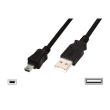 Ak-300108-030-S Usb 2.0 Bağlantı Kablosu, Usb A Erkek - Usb Mini B (5 Pin) Erkek, 3 Metre, Awg 28, Usb 2.0 Uyumlu, Ul, Siyah Renk  - 1