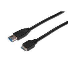 Ak-300116-010-S Usb 3.0 Bağlantı Kablosu, Usb A Erkek - Usb Micro B Erkek, 1 Metre, Awg 28, Usb 3.0 Uyumlu, Ul, Siyah Renk - 1