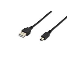 Ak-300130-018-S Usb 2.0 Bağlantı Kablosu, Usb A Erkek - Usb Mini B (5 Pin) Erkek, 1.8 Metre, Usb 2.0 Uyumlu, Ul, Siyah Renk - 1