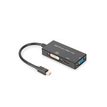 Ak-340419-002-S Mini Displayport (Dp) ≪-≫ Hdmı / Dvı Dişi / Vga Çeviricisi, Kablolu, 0.20 Metre, Mini Dp Erkek ≪-≫ Hdmı Dişi + Dvı Dişi + Vga Dişi, Siyah Renk, Altın Kaplama
 - 1