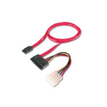 Ak-400112-005-R Sata Kablosu, Sata Iı/Iıı, Sata 22 Pin Dişi Konnektör - Sata 7 Pin L Tip Dişi Konnektör + 4 Pin Erkek Güç Konnektörü, Yassı Kablo Tipi, 0.50 Metre, Awg28, Zırhsız, Kırmızı Renk - 1