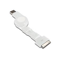 Ak-600300-075-W 3 İn 1 Makaralı Kablo, Apple 30 Pin Erkek + Micro Usb B Erkek + Mini Usb B Erkek ≪-≫ Usb A Erkek, 0.75 Metre, Awg 30, Usb 2.0, Ul, Beyaz Renk - 1