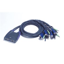 Aten-Cs64Us 4 Portlu Usb Vga Kvm (Keyboard/Video Monitor/Mouse) Switch, Hoparlör Bağlantısı Mevcut, Masaüstü Tip, Kvm Bağlantı Kablosu Ürüne Gömülüdür - 1