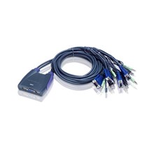 Aten-Cs64Uz 4 Portlu Usb Vga Kvm (Keyboard/Video Monitor/Mouse) Switch, Hoparlör Bağlantısı Mevcut, Masaüstü Tip, Kvm Bağlantı Kablosu Ürün Beraberinde Gelmektedir (1.8M)≪Br≫
4-Port Usb Vga/Audio Cable Kvm Switch (1.8M) - 1