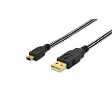 Ed-84183 Ednet Usb 2.0 Bağlantı Kablosu, Usb A Erkek - Usb Mini B (5 Pin) Erkek, 1 Metre, Awg 28, 2X Zırhlı, Ul, Gri/Siyah Renk, Pamuk Örgülü Kablo Kılıfı, Altın Kaplama     - 1