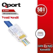 Qport Q-J600Y Cat6 50 Lik Paket Ez-Rj45 Yeni Nesil Konnektör - 1