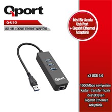 QPORT Q-U3G USB 3.0 ÇOKLAYICI/GIGABIT ADAPTÖR - 2