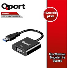 QPORT Q-UVG USB 3.0 TO VGA ÇEVİRİCİ - 1