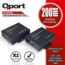 QPORT Q-VEX200 VGA EXTENDER CAT6 200M 2 Lİ PAKET  - 2
