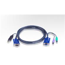 Aten-2L-5506Up Usb Kvm (Keyboard/Video Monitor/Mouse) Kablosu, 1 X Monitör 15 Pin Hdb Erkek, 1 X Klavye / Mouse Usb A Erkek ≪-≫ 1 X Monitör Hdb-15 Dişi, 1 X Klavye Mini-Din 6 Erkek, 1 X Mouse Mini-Din 6 Erkek, 6 Metre