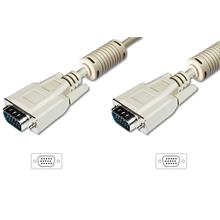 Ak-310103-150-E Vga Monitör Kablosu, Dsub 15 Erkek ≪=≫ Dsub 15 Erkek, 15 Metre, Cu, 3Coax/7C, Awg28, 2X Ferrite Filtreli, Ul, Bej Renk
