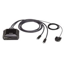 Aten-Us3312 2-Port 4K Displayport Usb-C Cable Kvm Switch With Remote Port Selector 