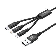 Unıtek Usb-A 3İn1 Hızlı Şarj Kablosu 1.2Mt 2.4A Mıcro Usb, Type-C, Lıghtnıng (C14049Bk)