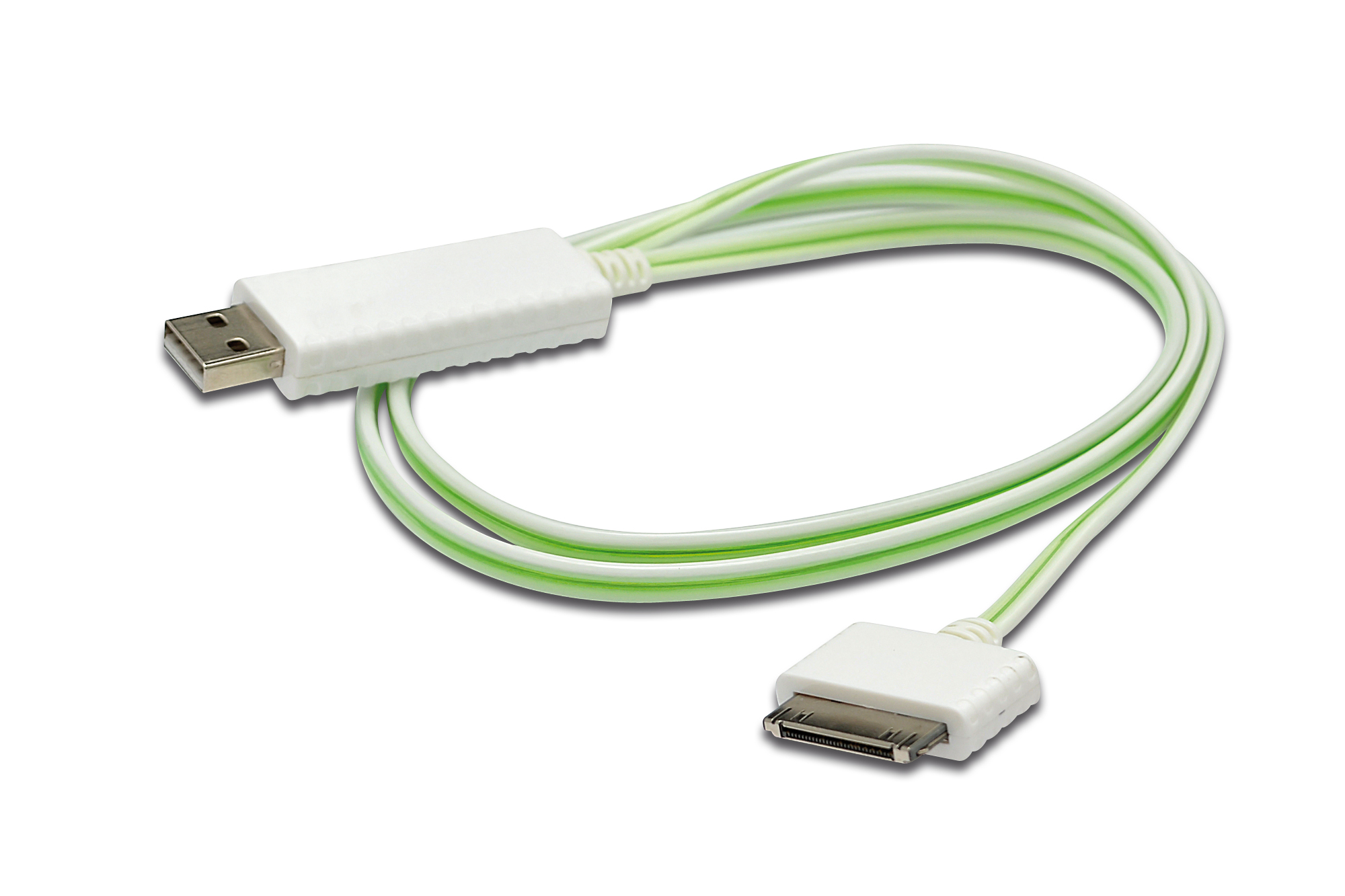 DB-600103-010-W Digitus Senkronizasyon ve Şarj için FLUX CONNECT Işıklı Kablo, Apple Dock erkek <-> USB A erkek 0.90 metre, AWG28, beyaz renk, iPod, iPhone için ideal