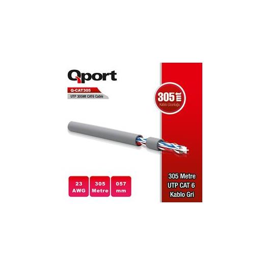 QPORT Q-CAT6 305 METRE UTP 23AWG 0,57MM GRİ NETWORK AĞ KABLOSU 