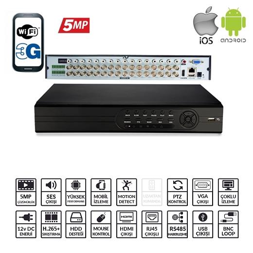 EZCOOL EZ-8732AHD 32KANAL 16SES 5MP 2HDD AHD XMEYE