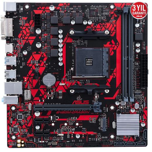 ASUS B450M DRAGON DDR4 4400(OC) DVI-D HDMI M.2 AM4 