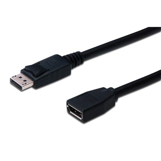 Ak-340200-020-S Displayport (Dp) Uzatma Kablosu, Dp Erkek - Dp Dişi, 2 Metre, Kilit Mekanizmalı, Awg 28, 2X Zırhlı, Dp 1.2 Uyumlu, Siyah Renk