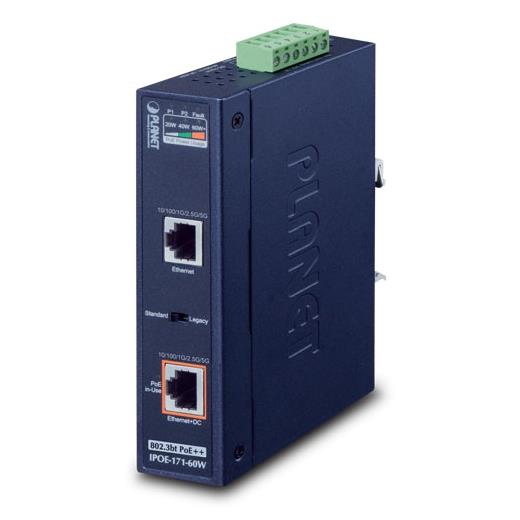 Pl-Ipoe-171-60W Endüstriyel Tip Tek Port Multi-Gigabit 802.3Bt Poe++ Injector (60 Watt, -40~75 Derece C, 48~56Vdc)≪Br≫
Industrial Single-Port Multi-Gigabit 802.3Bt Poe++ Injector (60 Watts, -40~75 Degrees C, 48~56Vdc)