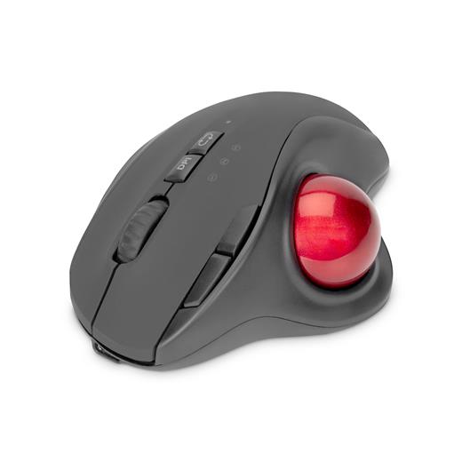 Da-20156 Wireless Ergonomic Optical Trackball Mouse, Red 8D (Buttons), 2.4Ghz, Rechargeable Battery, Black 