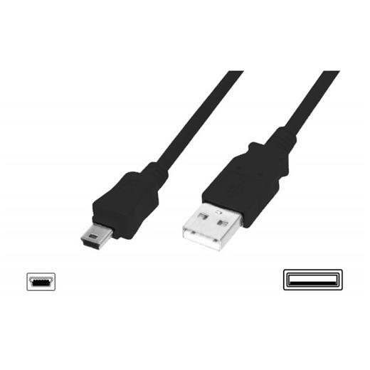 Ak-300108-010-S Usb 2.0 Bağlantı Kablosu, Usb A Erkek - Usb Mini B (5 Pin) Erkek, 1 Metre, Awg 28, Usb 2.0 Uyumlu, Ul, Siyah Renk 
