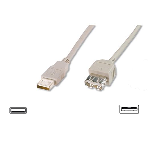 Ak-300202-050-E Usb 2.0 Uzatma Kablosu, Usb A, Erkek - Usb A Dişi, Awg 28, 5 Metre, Usb 2.0 Uyumlu, Ul, Bej Renk