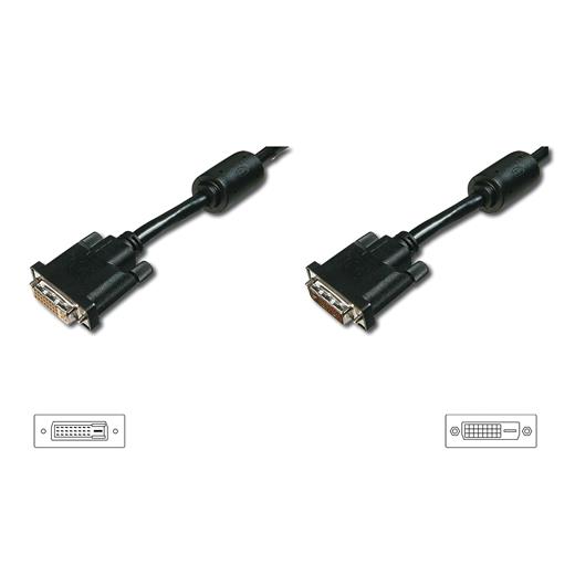 Ak-320200-050-S Dvı-D Uzatma Kablosu, Dvı (24 + 1) Erkek - Dvı (24 + 1) Dişi, 2 X Ferrite, 5 Metre, Cu, Awg28, 2 X Zırhlı, Dual Link, Ul, Siyah Renk 