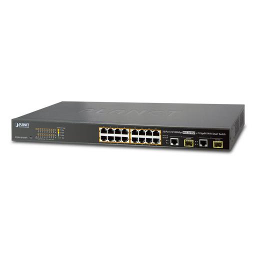 Pl-Fgsw-1816Hps Fast Ethernet Poe ≪B≫Websmart≪/B≫ Switch≪Br≫
16-Port 10/100Base-T Ieee 802.3At/Af Poe+ Injector (Port Başına 30.8 Watt) (Poe Güç Bütçesi Maks. 220 Watt)≪Br≫
2-Port Gigabit Tp/Sfp Combo 