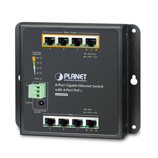 Pl-Wgs-804Hp Duvar Tip Yönetilemeyen Poe+ Switch≪Br≫
8-Port 10/100/1000Base-T (Port-1 İle Port-4 Arası Ieee 802.3At/Af Poe+ Injector) (Port Başına 30.8 Watt) (Poe Güç Bütçesi Maks. 120 Watt)≪Br≫
Ip30, -10~60 Derece C≪Br≫
Ip30 8-