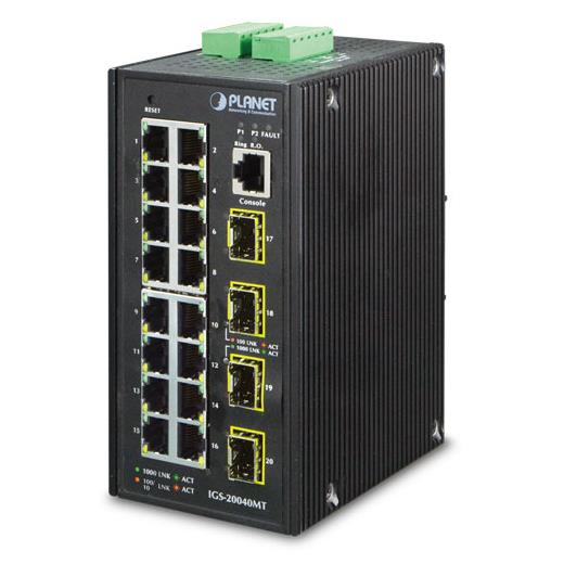 Pl-Igs-20040Mt Endüstriyel Tip L2+ Yönetilebilir Switch (Industrial L2+ Managed Switch)≪Br≫
16-Port 10/100/1000T≪Br≫
4 X 1000Base-Sx/Lx/Bx Sfp/Mini-Gbıc Yuva (Port-17 İle Port-20 Arası), 100Base-Fx Sfp Uyumlu≪Br≫
Ip30, -40~75 De