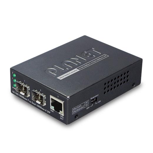 Pl-Gt-1205A 10/100/1000Base-T To Dual 1000Base-X Sfp Media Converter