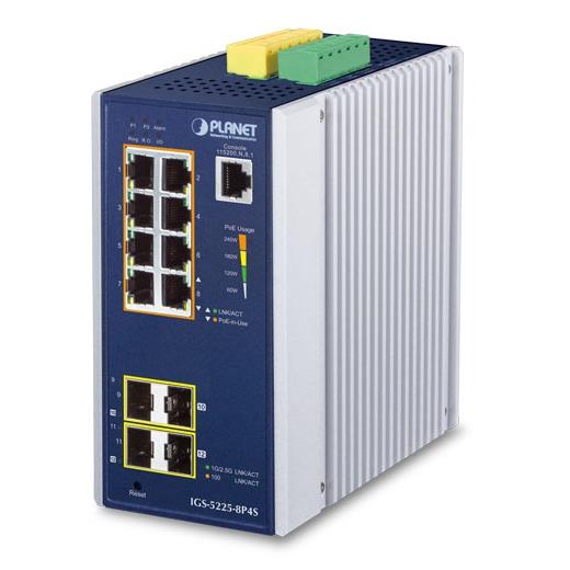 Pl-Igs-5225-8P4S Endüstriyel Tip Yönetilebilir Gigabit Poe Switch (Industrial Managed Gigabit Poe Switch)≪Br≫
Basic L3≪Br≫
8 X 10/100/1000T 802.3At Poe+ Injector (Port-1 İle Port-8 Arası) (Port Başına 36 Watt) (Poe Güç Bütçesi Maks. 24