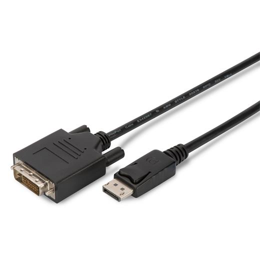 Ak-340301-020-S Displayport (Dp) ≪-≫ Dvı Kablosu, Dp Erkek - Dvı (24+1) Erkek, 2 Metre, Kilit Mekanizmalı,   Awg28, 2X Zırhlı, Dp 1.1A Uyumlu, Ul, Ce, Siyah Renk