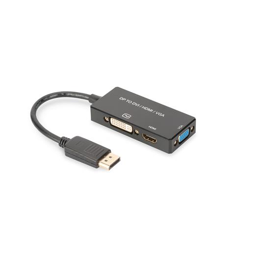 Ak-340418-002-S Displayport (Dp) Çeviricisi/3 İn 1 Multi-Media Kablosu≪Br≫
Kablolu, 0.20 Metre≪Br≫
Dp Erkek ≪-≫ Hdmı Dişi + Dvı Dişi + Vga Dişi≪Br≫
Siyah Renk, Altın Kaplama