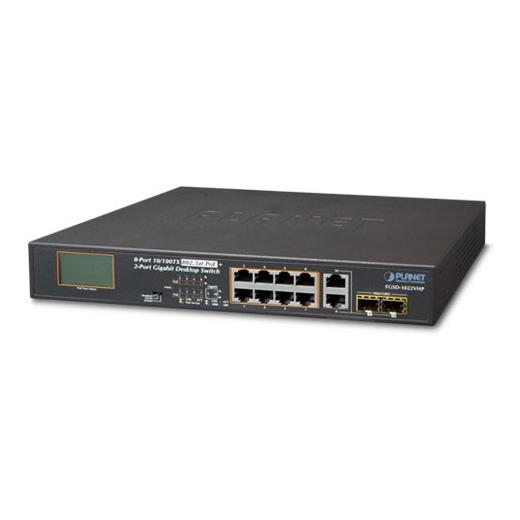 Pl-Fgsd-1022Vhp Yönetilemeyen Masaüstü Tip Switch (Unmanaged Desktop Switch)≪Br≫
8-Port 10/100Tx 802.3At/Af Poe+ Injector Port (Port Başına 30.8 Watt) (Poe Güç Bütçesi Maks. 120 Watt)≪Br≫
2-Port 10/100/1000Base-T Ve 1000Base-X Sfp/Mini