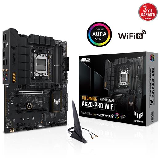 Asus Tuf Gamıng A620-Pro Wıfı Ddr5 6400Mhz Hdmı Dp  M.2 Atx