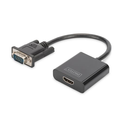 Da-70473 Digitus Vga ≪-≫ Hdmı Çevirici + Ses (3.5Mm), Full Hd (1080P), Kablolu, 15 Cm, Siyah Renk