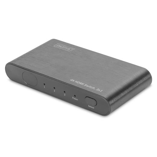 Ds-45316 Digitus 3 Port Ultra Hd 4K Hdmı Switch, 4K2K/60Hz, Ultra Hd, Full Hd, Full 3D Görüntü Formatlarını Destekler, High Speed Hdmı Uyumlu, 3 Giriş (Hdmı Arayüzlü Kaynak Cihaz), 1 Çıkış (Hdmı Arayüzlü Görüntü Aygıtı), Alüminyum, Siyah Renk, Uzakt