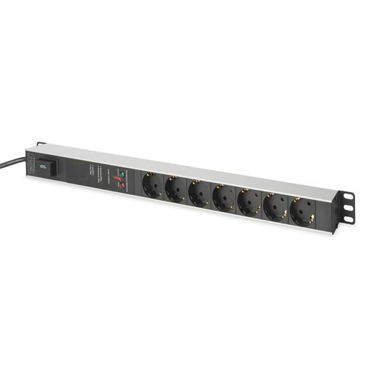 Dn-95412 Digitus 1U Alüminyum Pdu/Power Distribution Unit (Elektrik Güç Dağıtım Ünitesi), Kabin Tipi, 16A, 4000W, 250Vac 50/60Hz, 7 X Cee 7/7 Priz, 2 Metre Kablolu