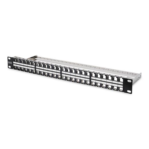 Dn-91424 Digitus 48 Port Boş Patch Panel, Zırhlı Keystone Jack Takılabilir, 1U Yüksekliğinde, Siyah Ral 9005 Renk