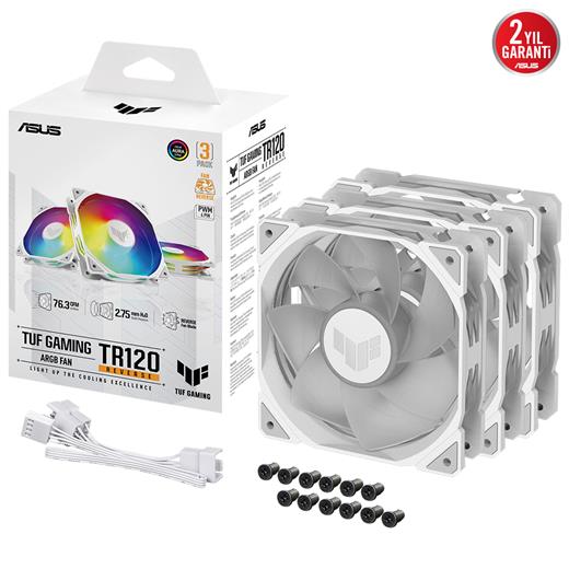 Asus Tuf Tr120 120Mm Argb Reverse 3In1 Beyaz Kasa Fanı