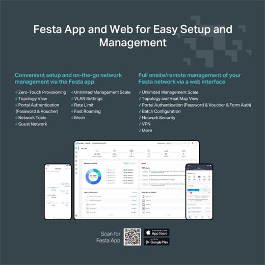 TP-LINK FESTA F61 1 PORT GIGABIT 2.4/5GHZ 1775MBPS AX1800 WIFI6 POE CLOUD YONETILEBILIR ACCESS POINT(ADAPTÖRLÜ)