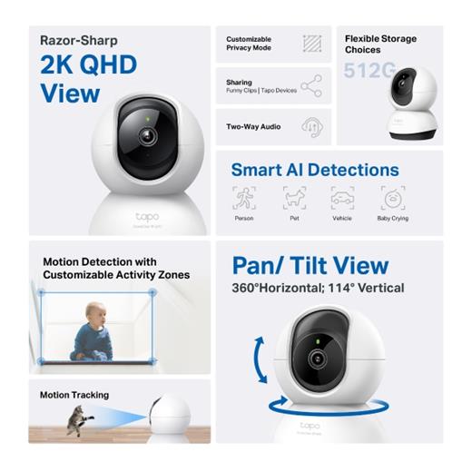 TP-LINK TAPO C220 360° YAPAY ZEKA DESTEKLİ KABLOSUZ IP KAMERA 2K