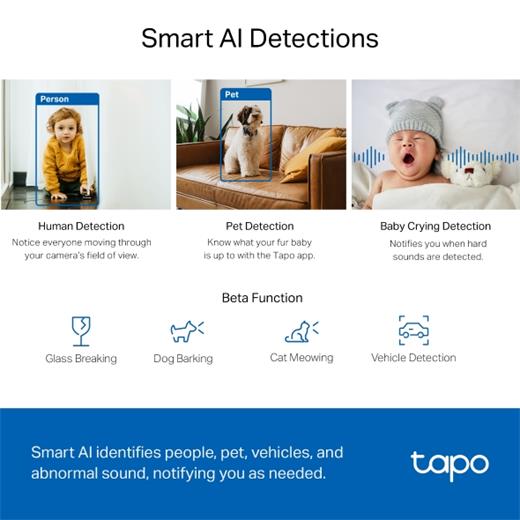 TP-LINK TAPO C220 360° YAPAY ZEKA DESTEKLİ KABLOSUZ IP KAMERA 2K