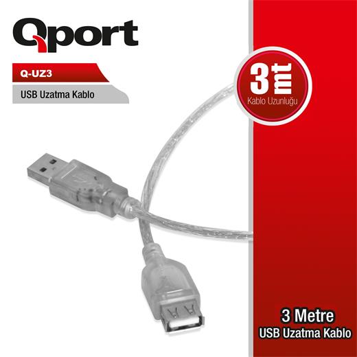 Qport Q-Uz3 3Mt Usb Uzatma Kablosu