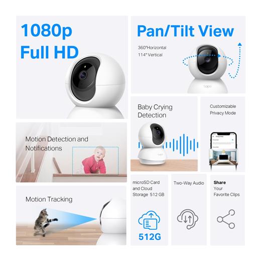 TP-LINK TAPO C200 360° KABLOSUZ IP KAMERA 1080P TAPO C200