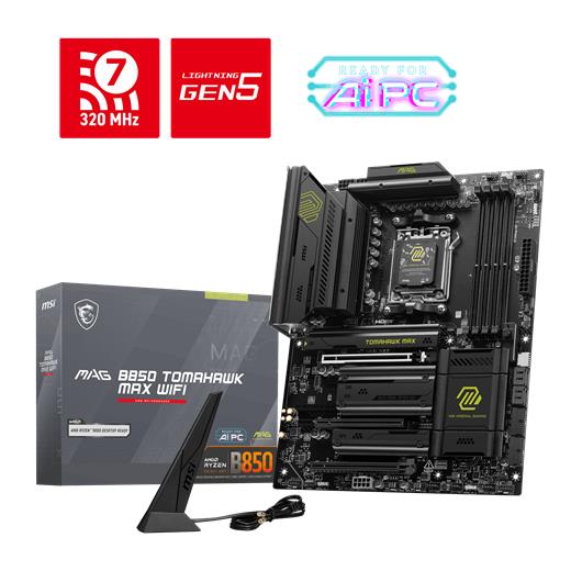 Msı Mag B850 Tomahawk Max Wıfı Am5 Ddr5 8400Mhz(Oc) Hdmı 4X M.2 Usb 10Gbs 5G Lan Wı-Fı 7 Atx