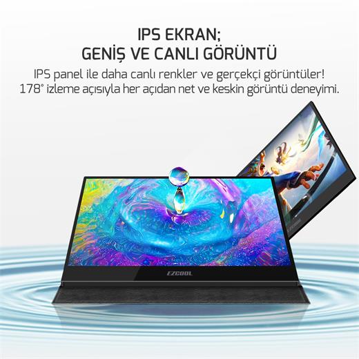 Ezcool Lıte E15 15,6’’ 60Hz Fhd Portable Taşınabilir Monitör (Sıfır Ölü Piksel Garantili)