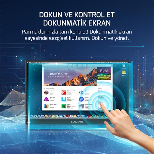 Ezcool Lıte E15T 15,6’’ 60Hz Fhd Portable Taşınabilir Dokunmatik Monitör (Sıfır Ölü Piksel Garantili)